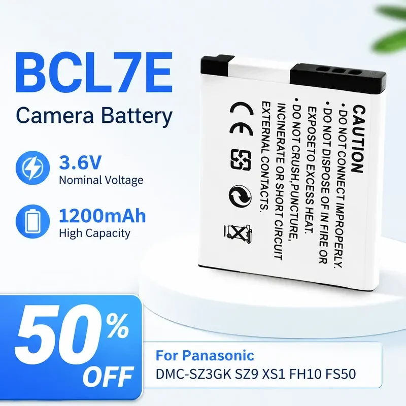 

BCL7E 3.6V 1200mAh Li-ion Camera Battery for Panasonic DMC-SZ3GK SZ9 XS1 FH10 FS50 Digital Camera Replacement