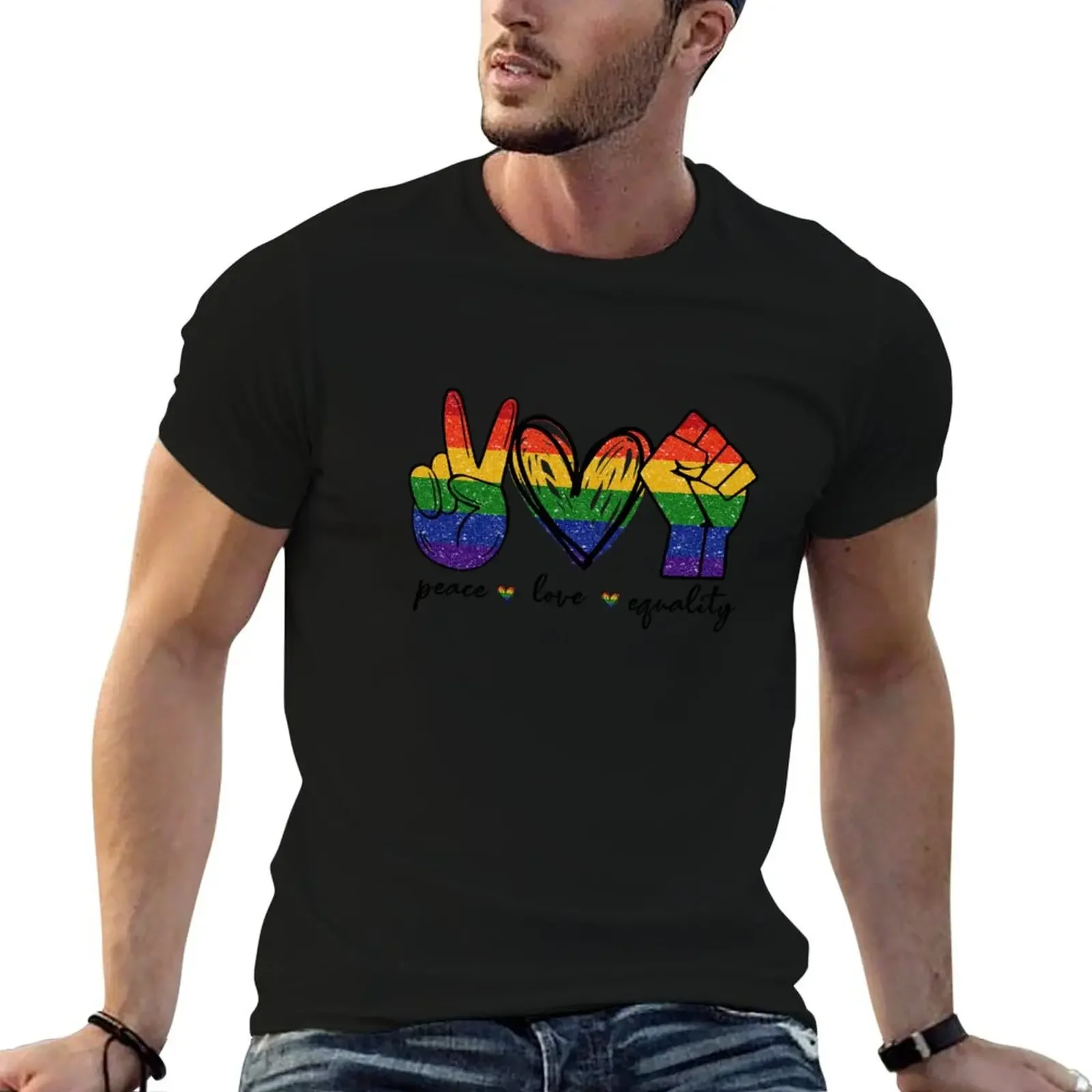 Peace Love Equality Trans Gay LGBTQ Pride Month T-Shirt boys animal print plain quick drying sweat shirts, men