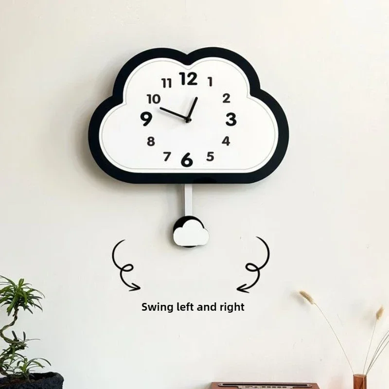 Cloud Creative Clock Swing Mute Living Room Home Decoration Wall Hanging Simple Punch-free Clock