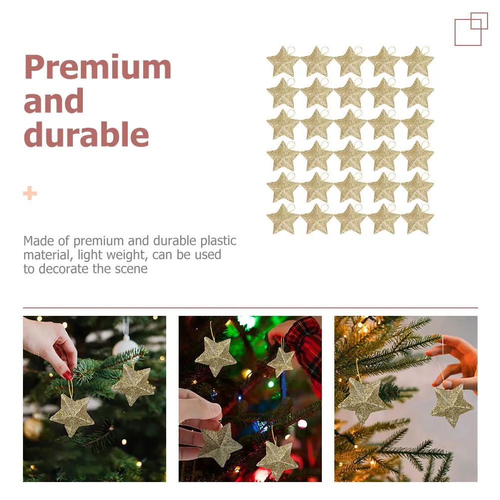 

Glitter Stars Hanging Ornaments Iron Five-pointed Holiday Bulk Paper Lights New Year Pendant Christmas Decor
