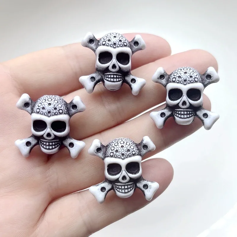 Vintage Acrylic Skeleton Straight Hole Beads DIY Jewelry Production Separation Beads Holiday Decoration Accessories Beads 4pcs