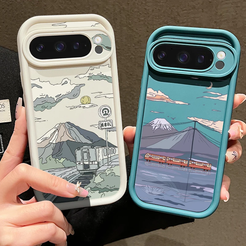 Einfarbige TPU-Hülle mit Landschaftsmuster für Google Pixel 10 8 7 Pro 8A Pixel 9 Pro XL, stoßfeste weiche Silikon-Schutzhülle – Detail 4