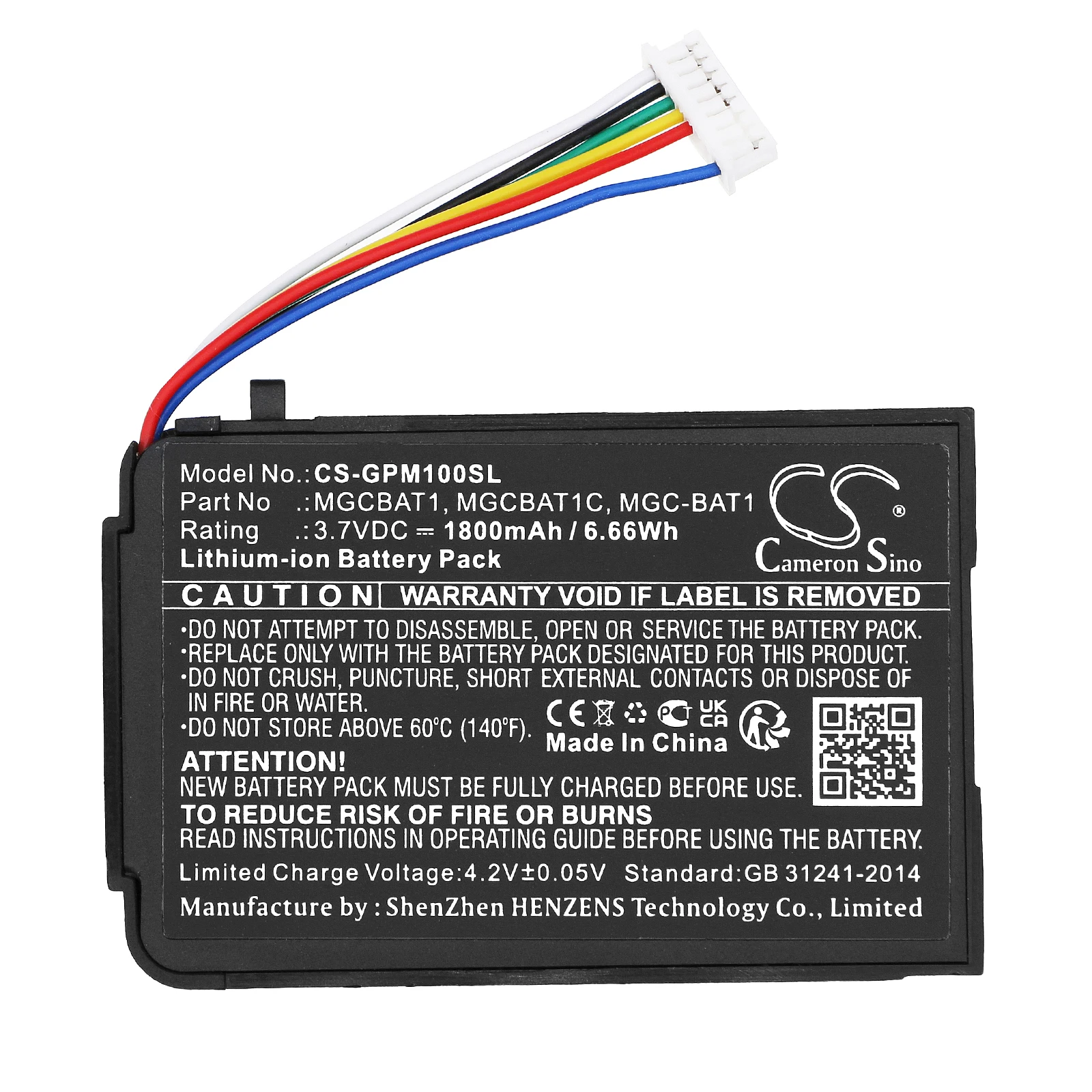 CS Replacement Battery for GasClip MGC,MGC-PUMP Detectors,Multi Gas Clip MGC Pump Pellistor,Multi PN:MGCBAT1 1800mAh / 6.66Wh