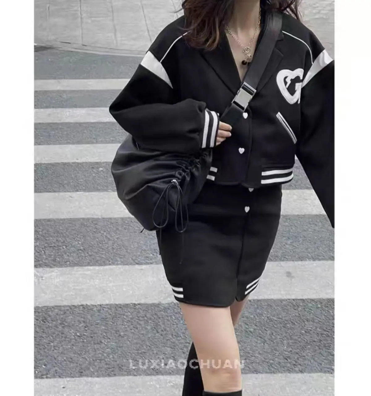 JIAERDI Vintage Solid Y2k Messenger Bag Women Drawstring Large Capacity Casual Crossbody Bags Female Harajuku Black Handbags