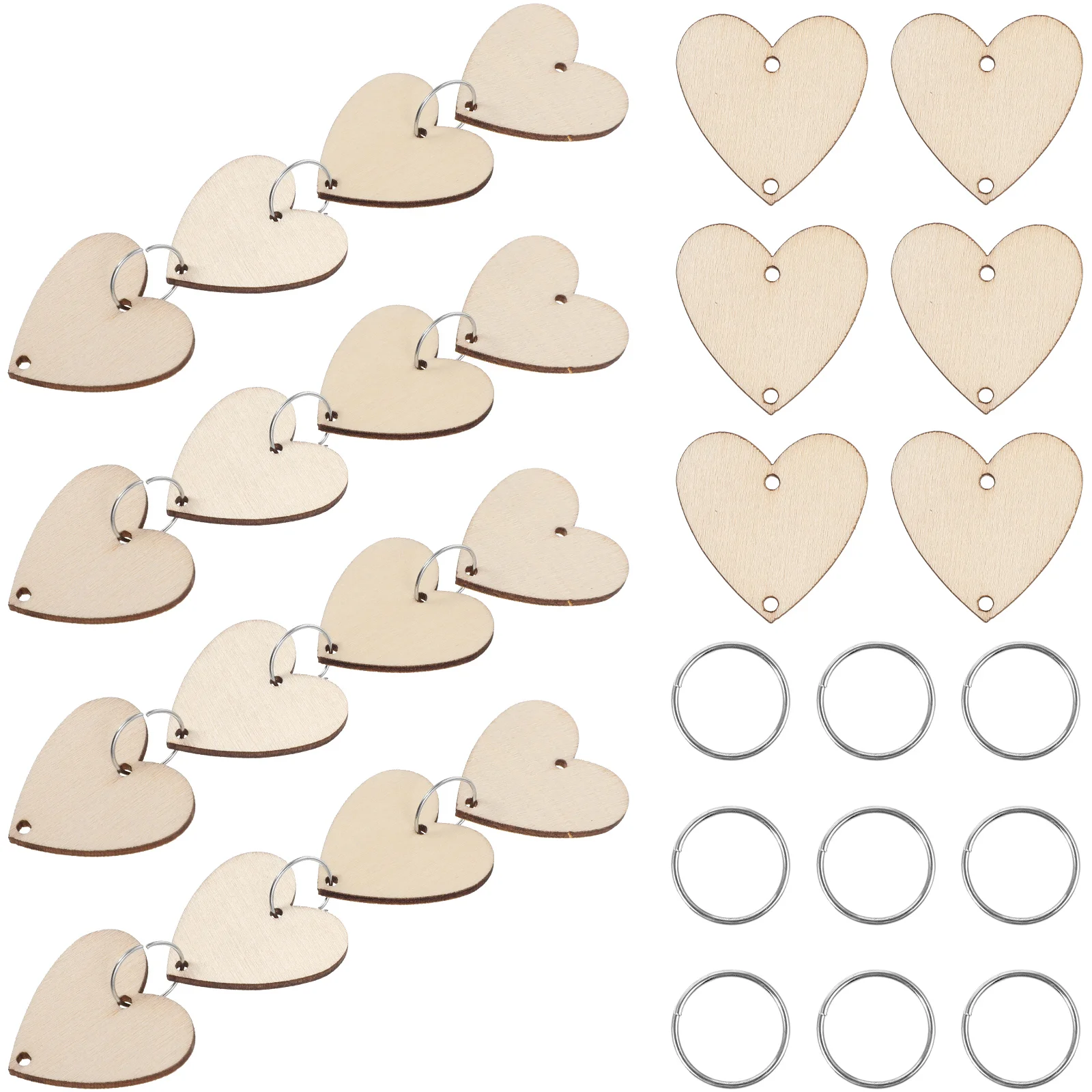 50 Pcs Hanging Calendar Label Heart-shaped Wooden Plaque Bamboo Birthday Reminder Chalkboard