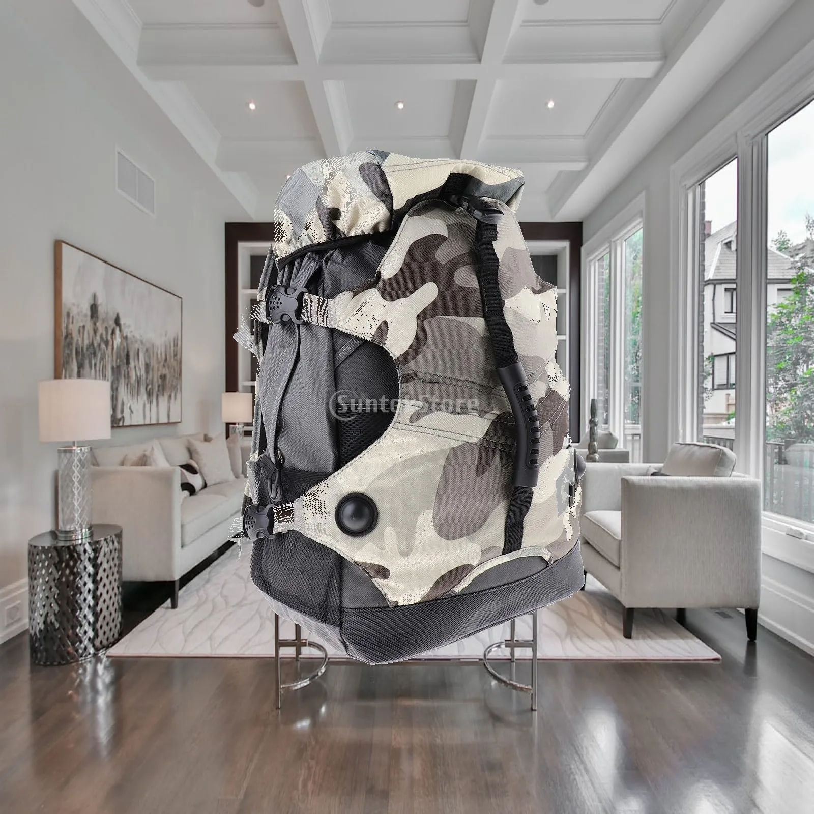Roller Skates Holder Inline Skates Bag Canvas Multi Pocket Carrier Backpack Comfortable Back Pad for Skating Shoes and Equipment