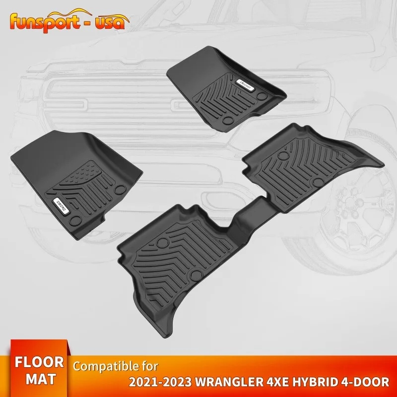 

Floor Mats for 2021-2024 Jeep Wrangler 4XE 4Door TPE Rubber Liners All Weather United States