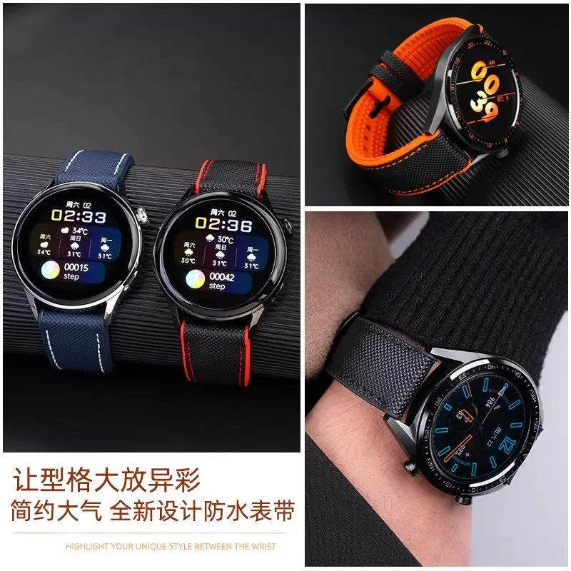 22mm 20mm For Huawei GT2 GT3 GT1 Watch GT3/Pro Carbon Fiber Checkered Fluororubber Watch Band Honor Magic2/GS Smartwatch Strap