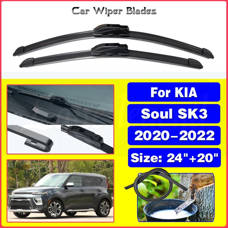 

For Kia Soul SK3 2020 2021 2022 MK3 Front Wiper Blades Window Windshield Windscreen U J Hook Brushes Cleaning Car Accessories