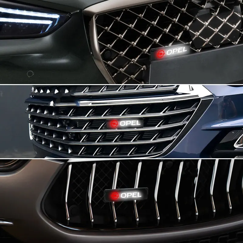 LED Front Hood Grille Emblem Badge Decorative Car Light For Opel Adam Ampera Corsa Insignia Karl Rocks-e Astra Mokka Combo Monza view 6