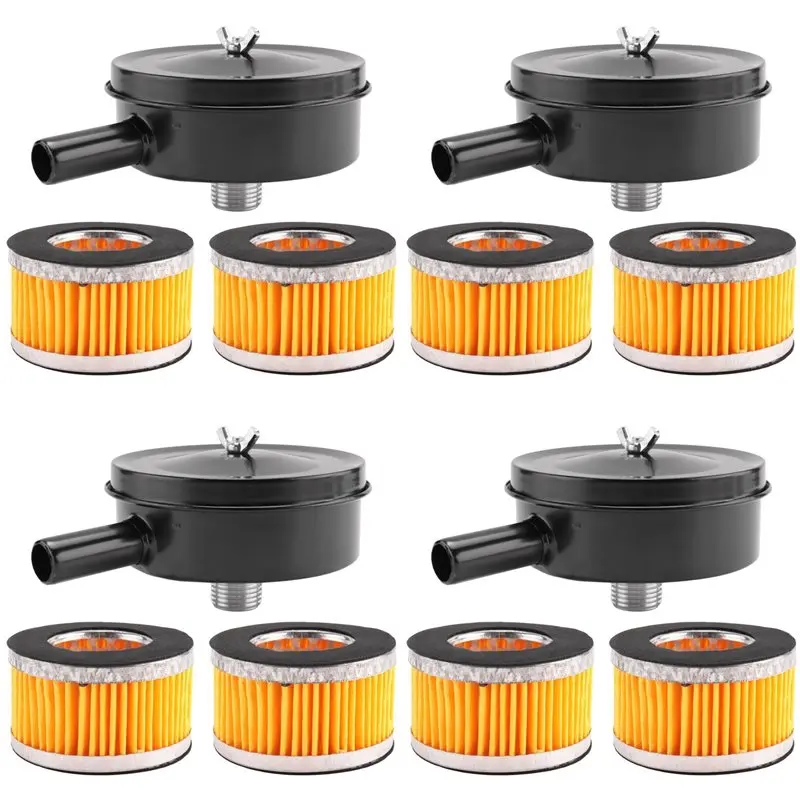 

【СКИДКА】4X Впускной глушитель для воздушного компрессора, металлический, с резьбой 20 мм, с 8 запасными фильтрами для пневматического порта