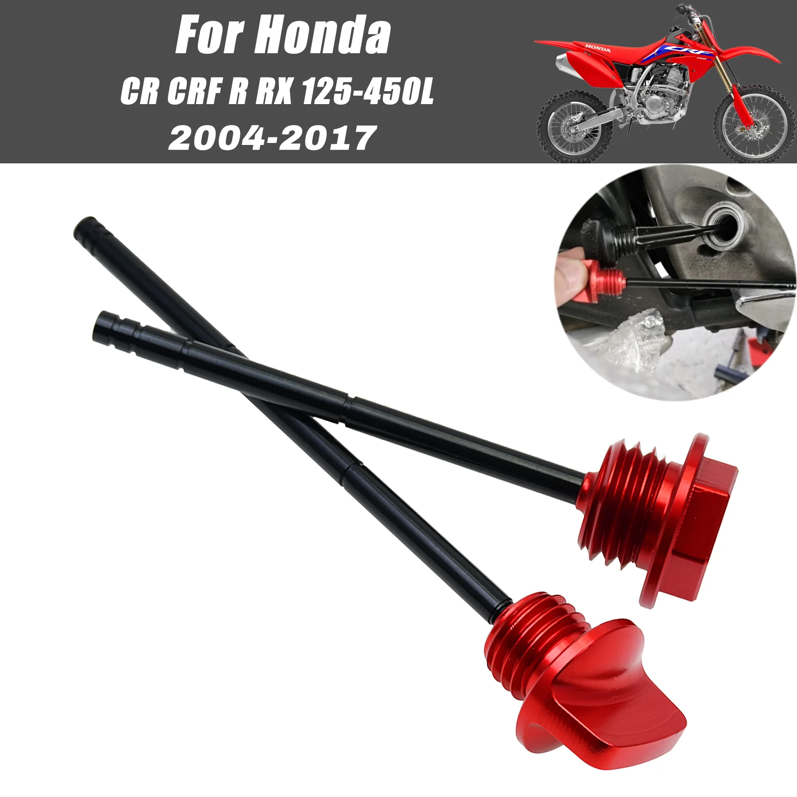 High precision Anodized CNC Oil Dipstick Plug Fit Honda CR250R CRF250R/X 450X 2004-2017 series Off Road Modified Engine Parts