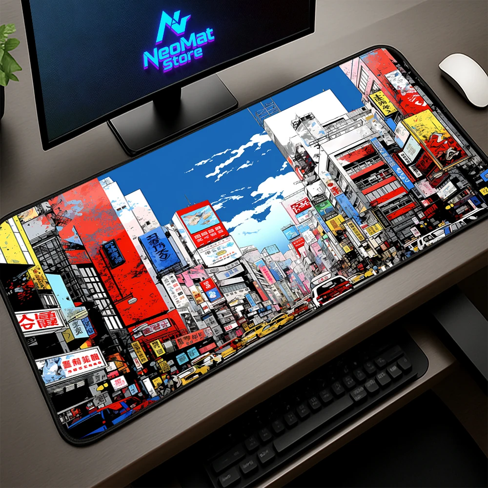 

Tokyo Landscape Mouse Pad Japanese Style Blue Desk Mat Gaming Accessories Mouse Mats Xxl Gamer Carpet Keyboard Custom Mause Pad