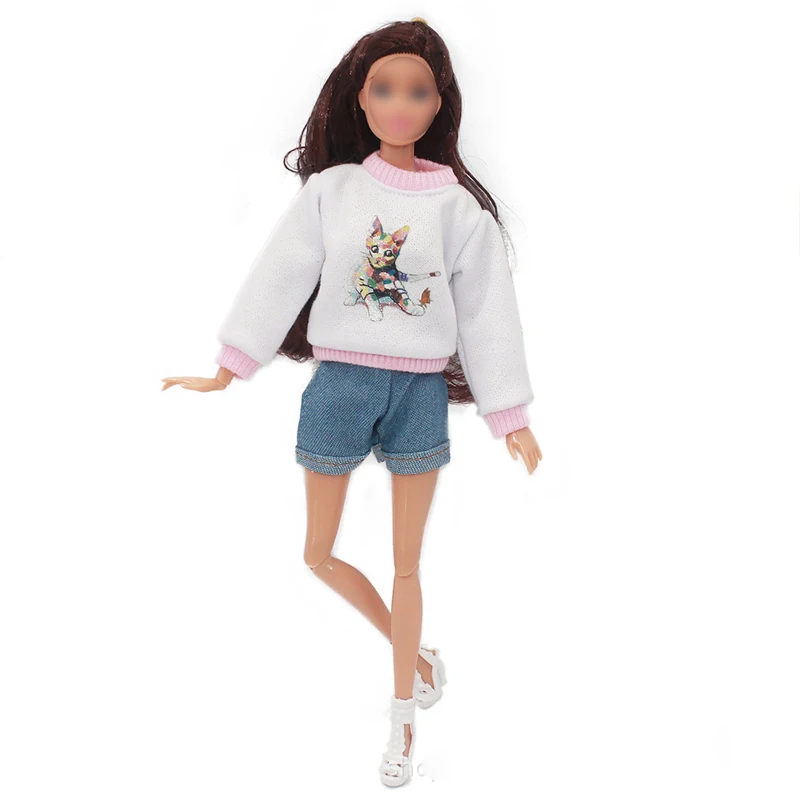 Ropa Deportiva de oficina para muñecas Barbie, traje de muñeca Barbie, accesorios para muñecas, camisa de Barbie, pantalones de pierna corta, pantalones, regalo de Xm, 2 juegos, 1/6