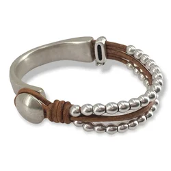 Black Wrap Leather Bracelet for Women, Boho Bohemian Hippie Jewelry Gifts for Mom