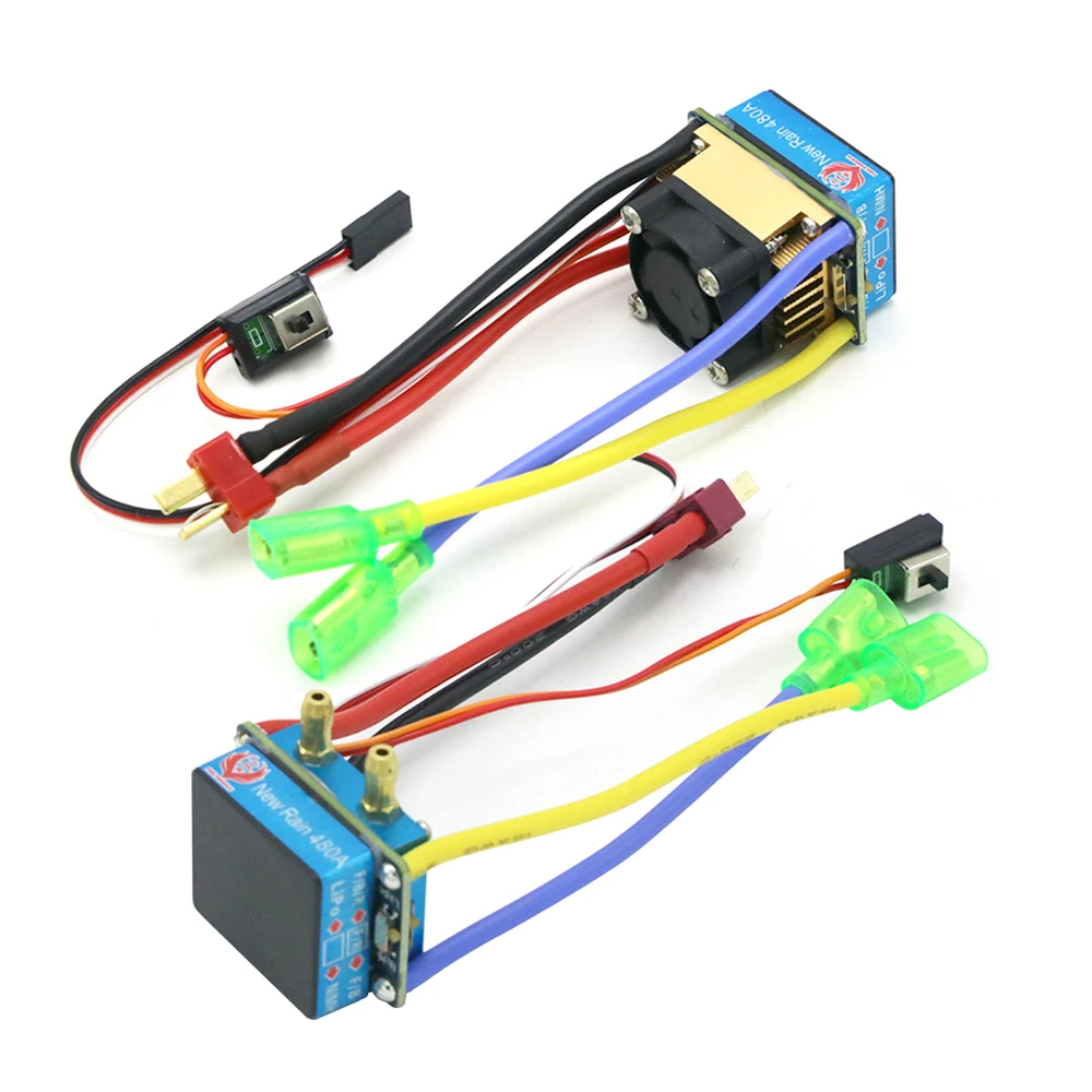 New Rain 480A 2-4S Waterproof Brushed ESC Speed Controller Dual Mode Regulator 5V/3A BEC For 1/10 RC Car Boat Truck Toys