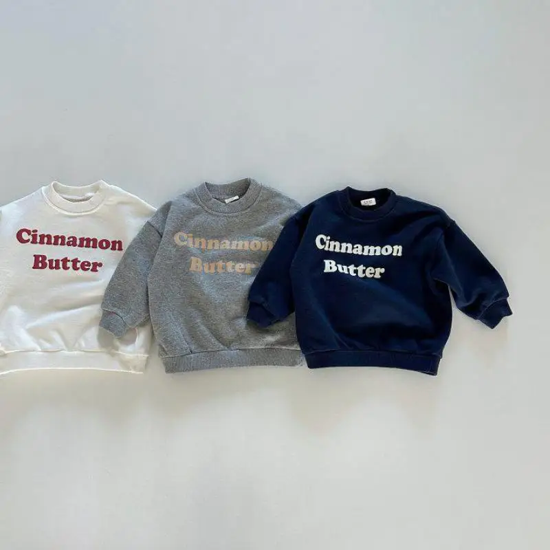

2025 Autumn New Children Causal Sweatshirt Fashion Letter Print Boys Girls Long Sleeve Cotton Pullover Kids Loose Tops