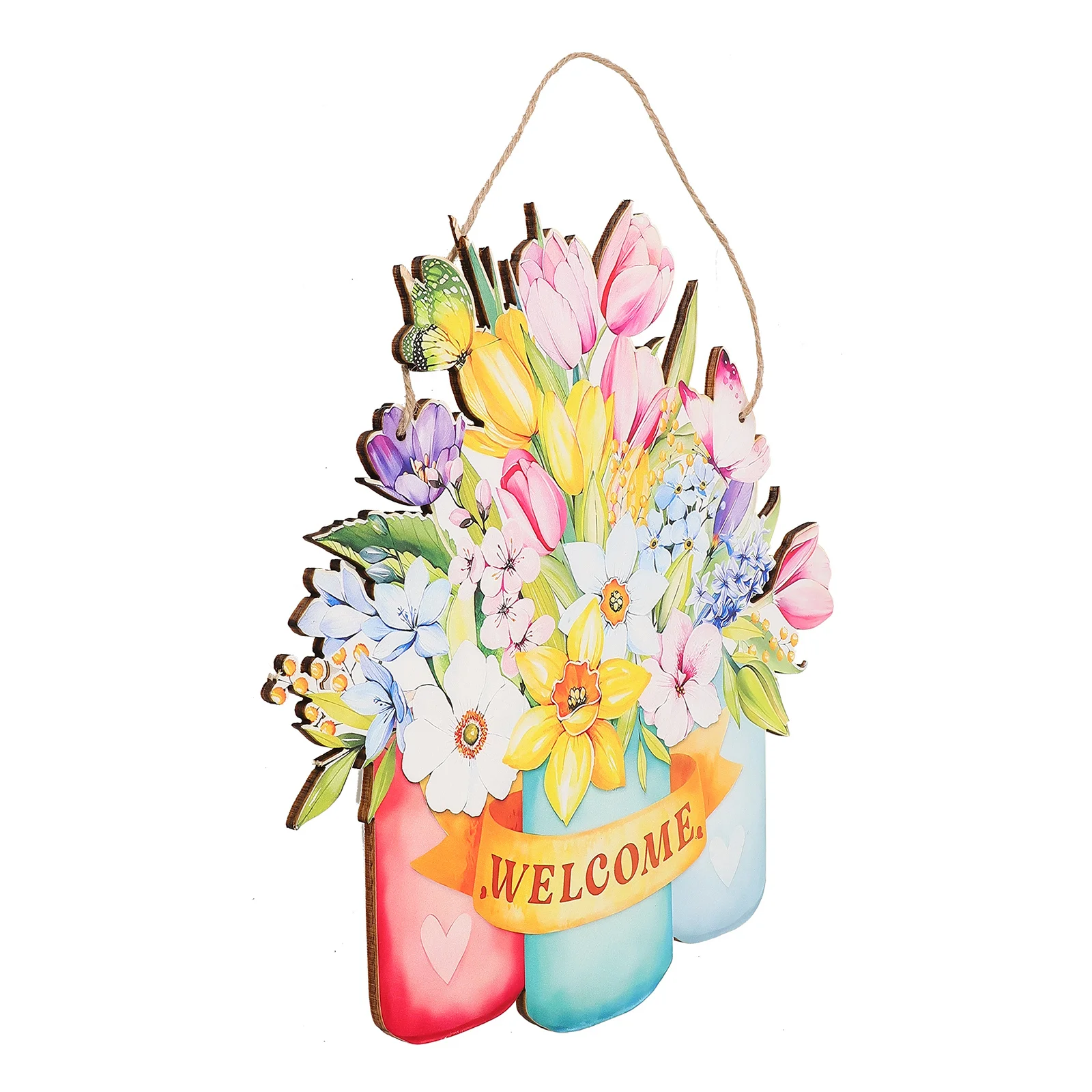 

Wooden Welcome Sign Rustic Wood Flower Hanging Plaque for Front Door Porch Farmhouse Door Decoration Welcome Sign