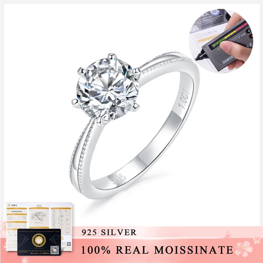 IsRainy D Color 1/2/3CT Round 3EX Cut Moissanite Rings 925 Sterling Silver GRA Certified Diamon For Women Wedding Fine Jewelrys