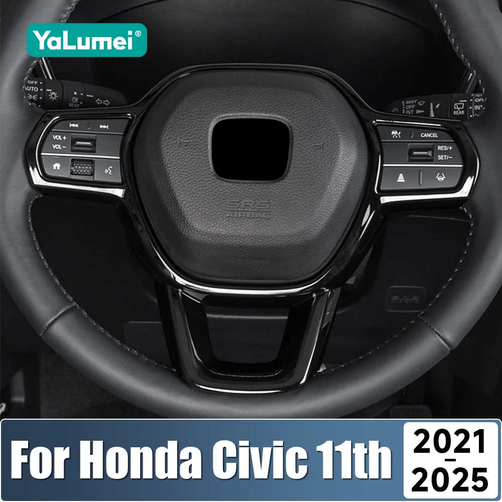 Für Honda Civic 11th Gen 2021 2022 2023 2024 2025 Hybrid ABS Auto Lenkrad Taste Dekoration Abdeckung Aufkleber Zubehör