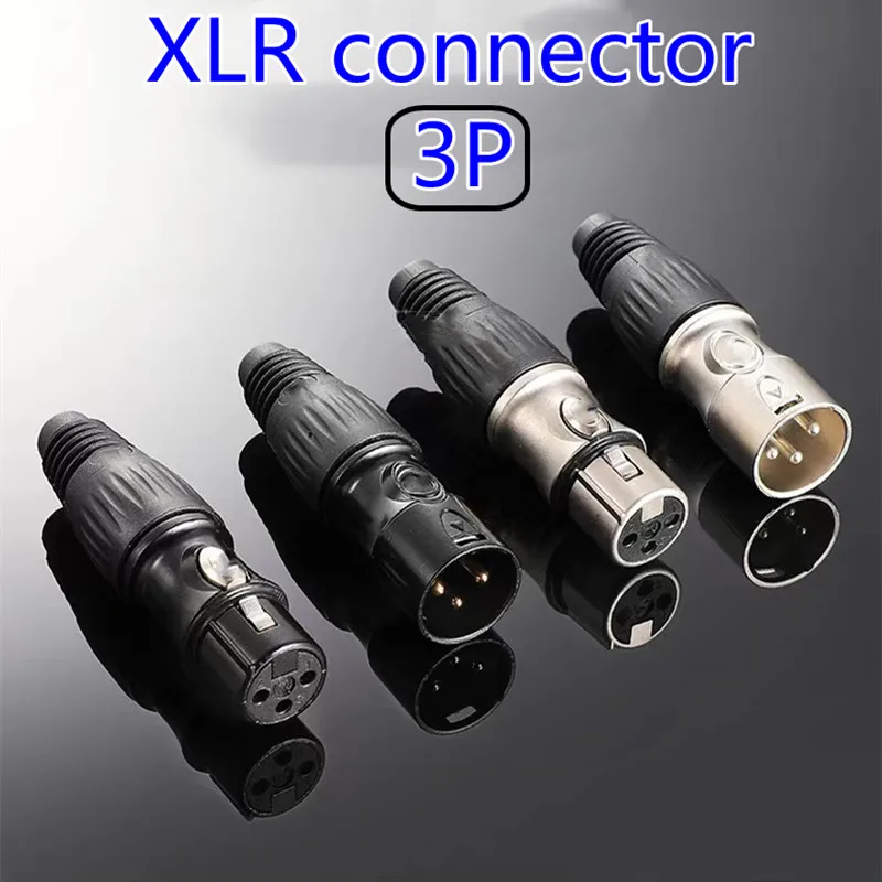 High Quality Copper Plated Microphone XLR Connector 3-pin Audio Cable Serpentine Male Plug Female Plug