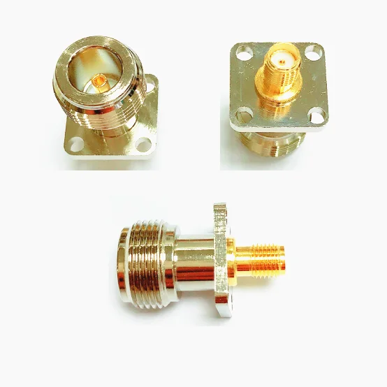 1 pces rf adaptador l16 n fêmea para sma jack fêmea 4-hole flange conector 17.5*17.5