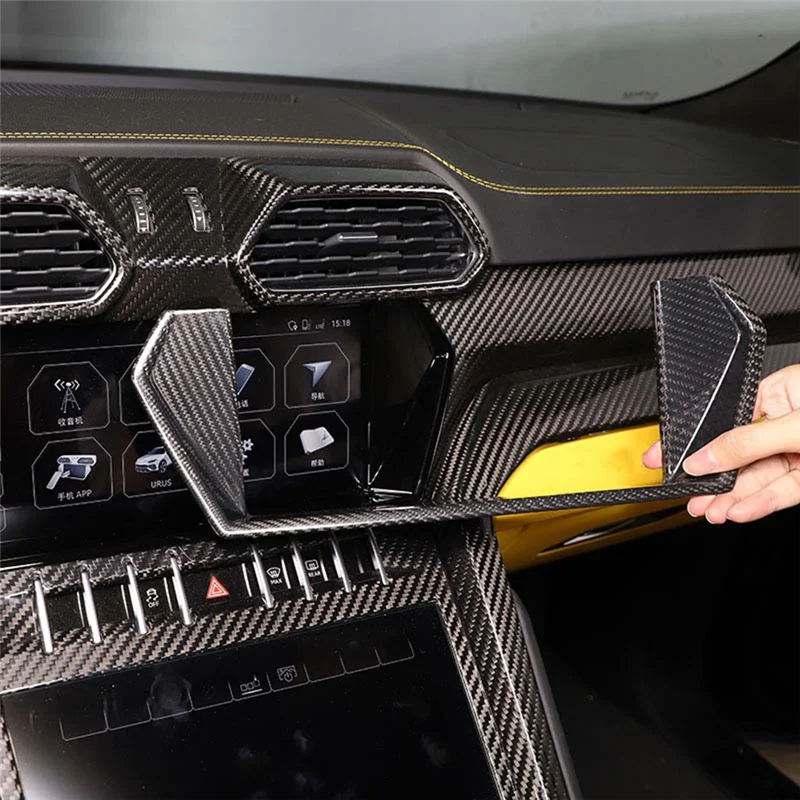 For Lamborghini URUS 2018-2021 Carbon Fiber Car Center Console Navigation Screen Frame Cover Trim Sticker