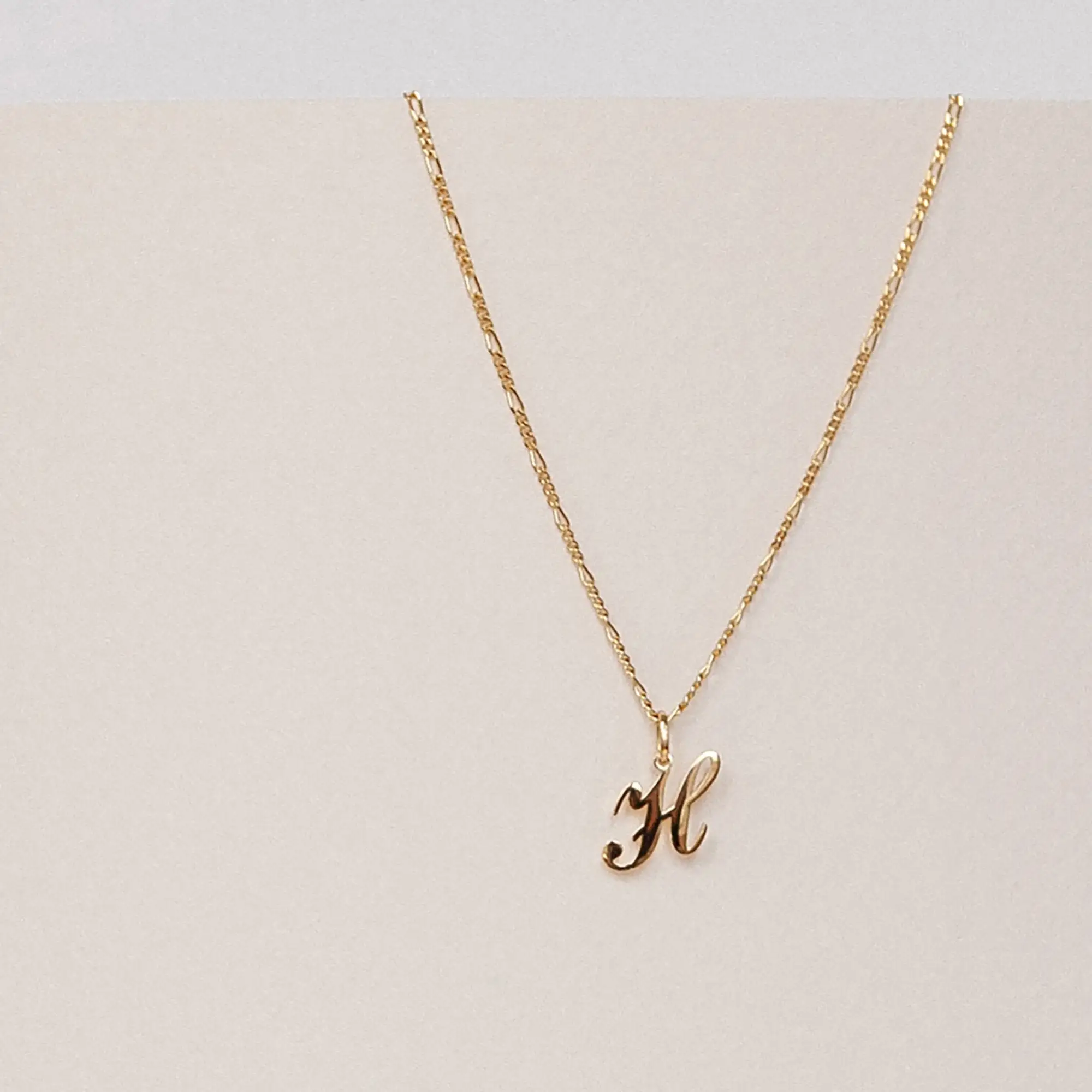 925 Silver Custom Initial Necklace Script Initial on Figaro Chain Initial Charm Necklace Personalized Gift Mother's Day Gift