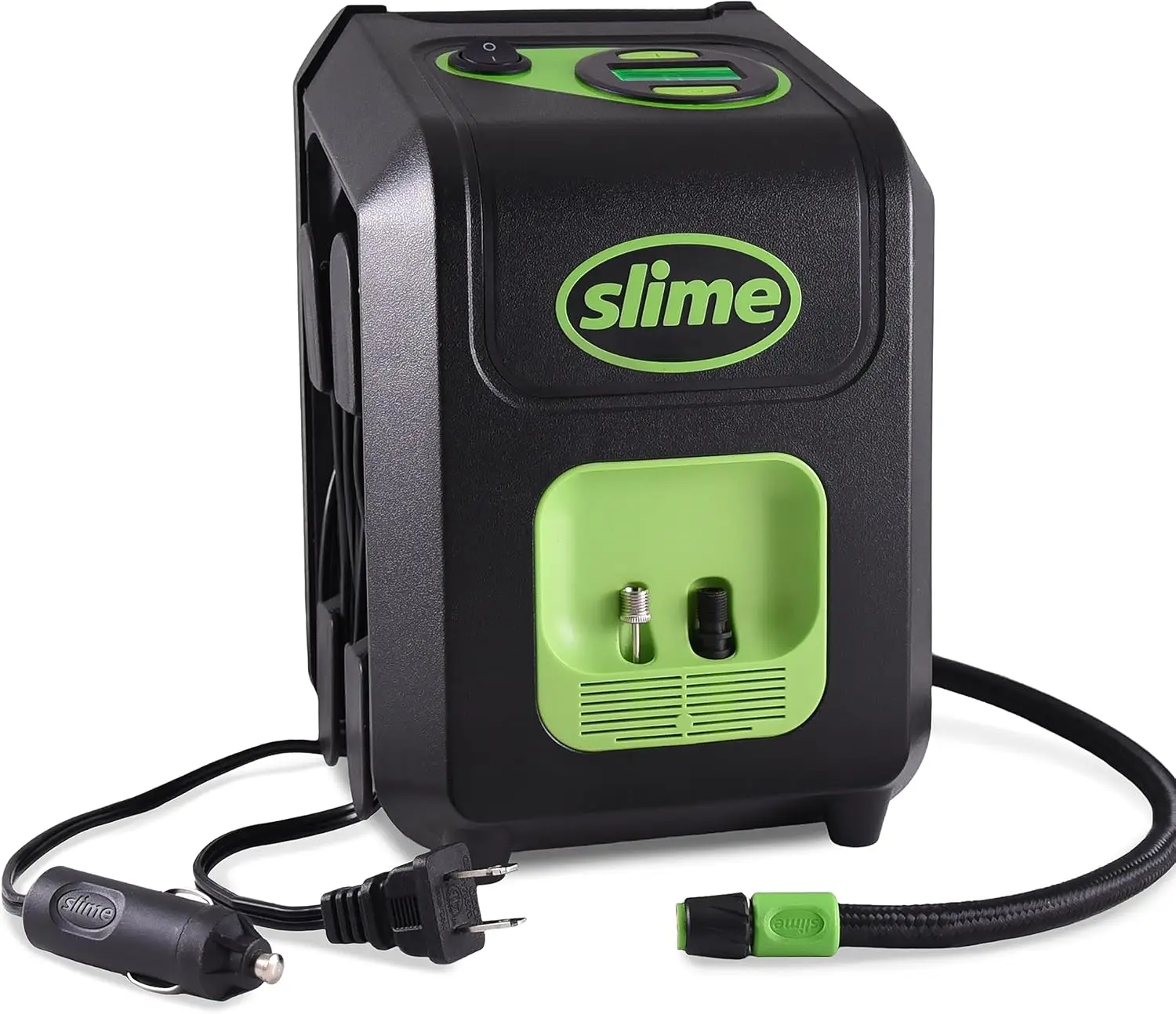 

40052 Tire Inflator, Portable 12V/120V Air Compressor, Digital 99 psi, Auto Shut Off, LED Light, Dual Cord Storage