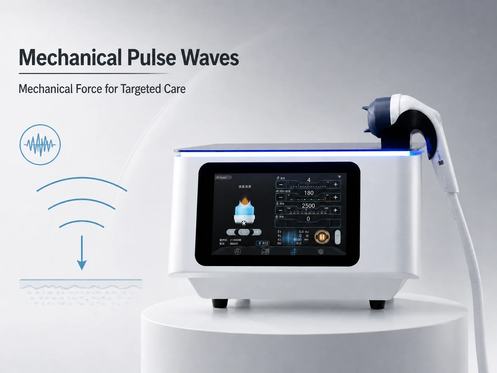 10.1 Inch Touch Screen Shockwave Machine for Multi Depth Tissue Treatment Invasive Free Body Care Device