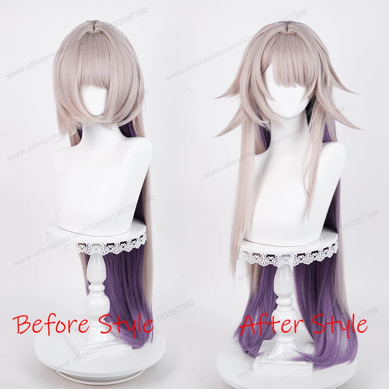 HSR The Herta Cosplay Wig 100cm Long  Straight Purple Mixed Woman Hair Anime Heat Resistant Synthetic Wigs