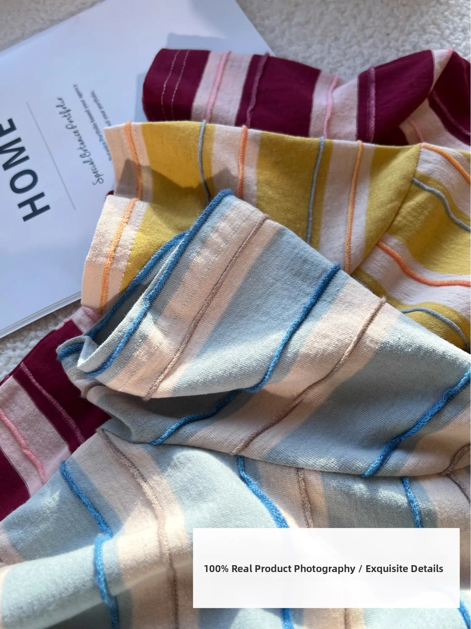 เสื้อยืดผู้หญิงลายทางสไตล์ลำลองหลวมๆ แฟชั่นฤดูร้อน 2025 ทรงเกาหลี ใส่ได้ทุกโอกาส ใส่สบาย เหมาะกับการเดินทาง