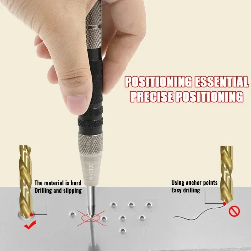 

155MM Automatic Center Pin Punch Spring Loaded Marking Starting Holes Press Dent Marker Carpentry Tool Drill Bit