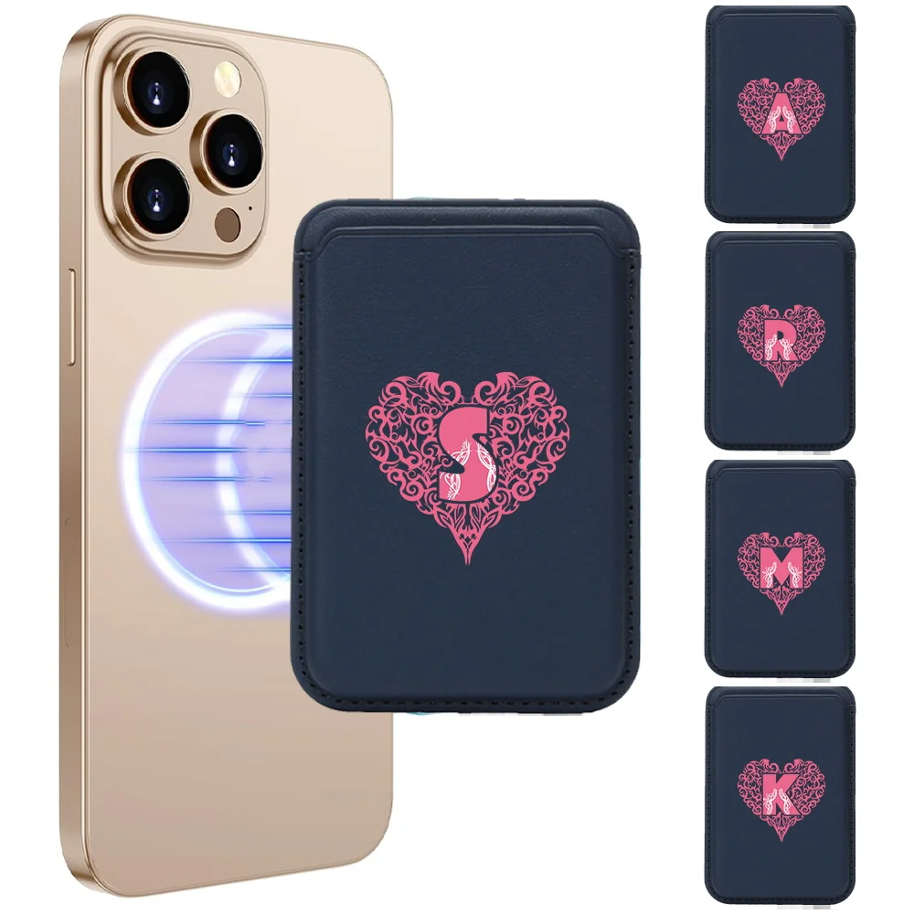 

Deep Blue Detachable Card Wallet PU Leather Phone Back Card Holder For Students For Daily Convenience Love Letter Pattern