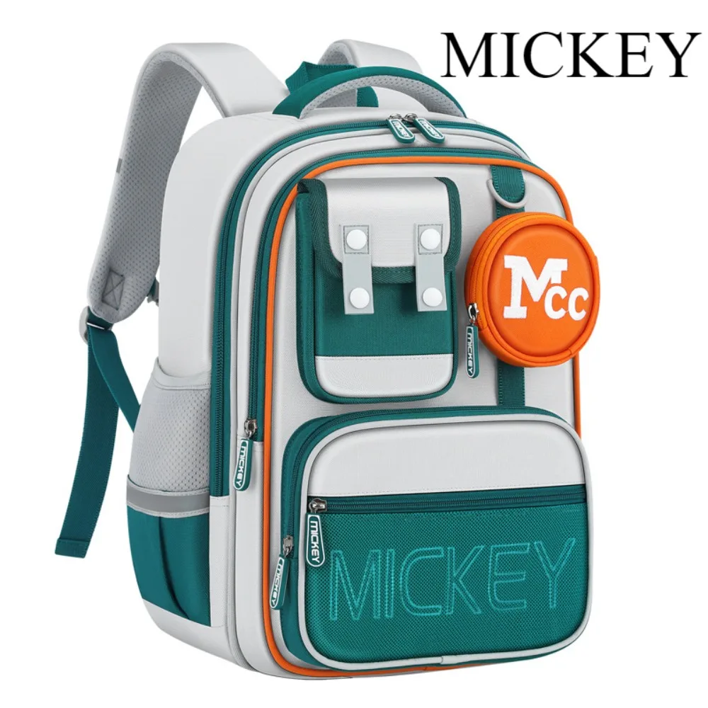 Disney School Backpack for Boys in Grades 3-6 Reduce Burden Protect Spine Safety Reflection Genuine Mickey Mouse Kids Backpack