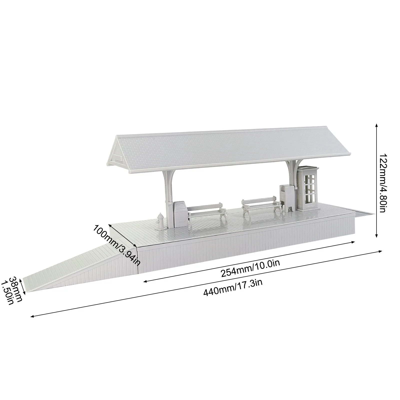 Evemodel O Scale Model Station Platform Kit for Model Railraod Unpainted Disassembled ZTO01JJ