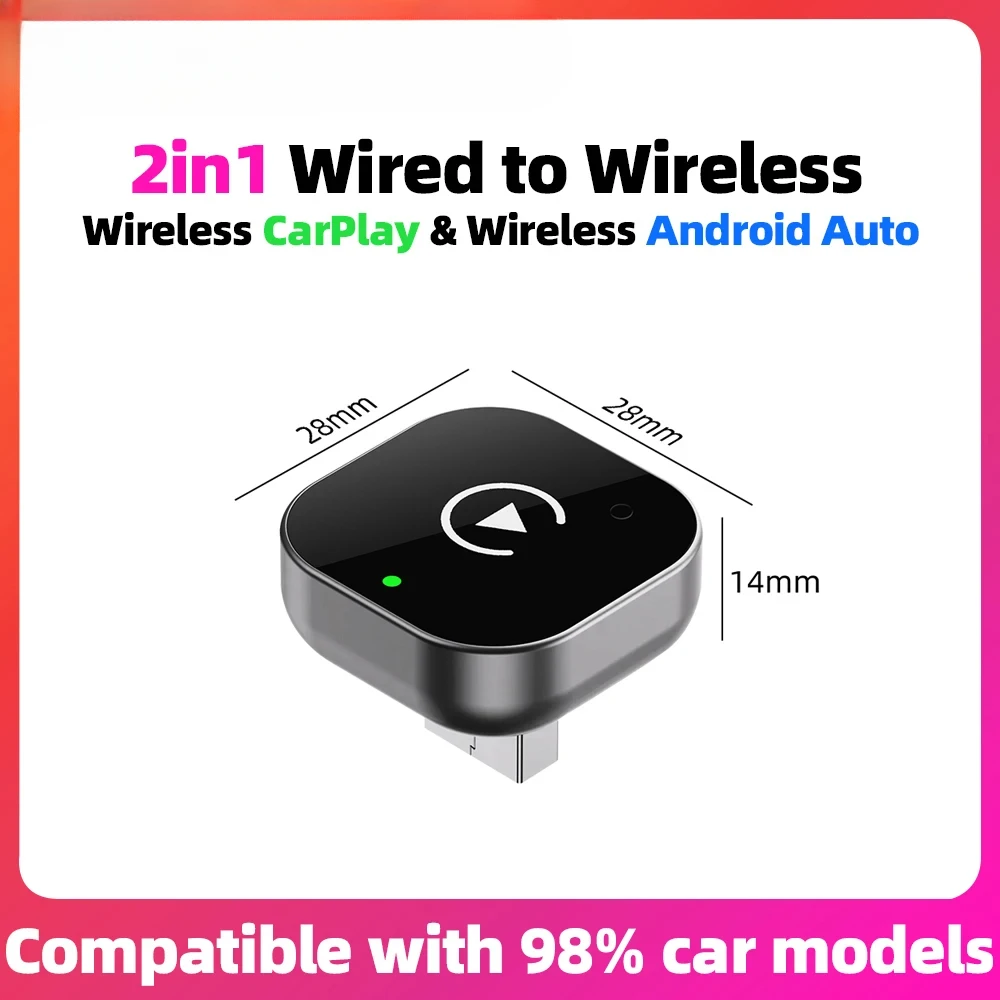 2in1 Wireless CarPlay Dongle Wireless Android Auto Adapter AI Smart Box للسيارة مع أنظمة CarPlay الذكية للسيارة