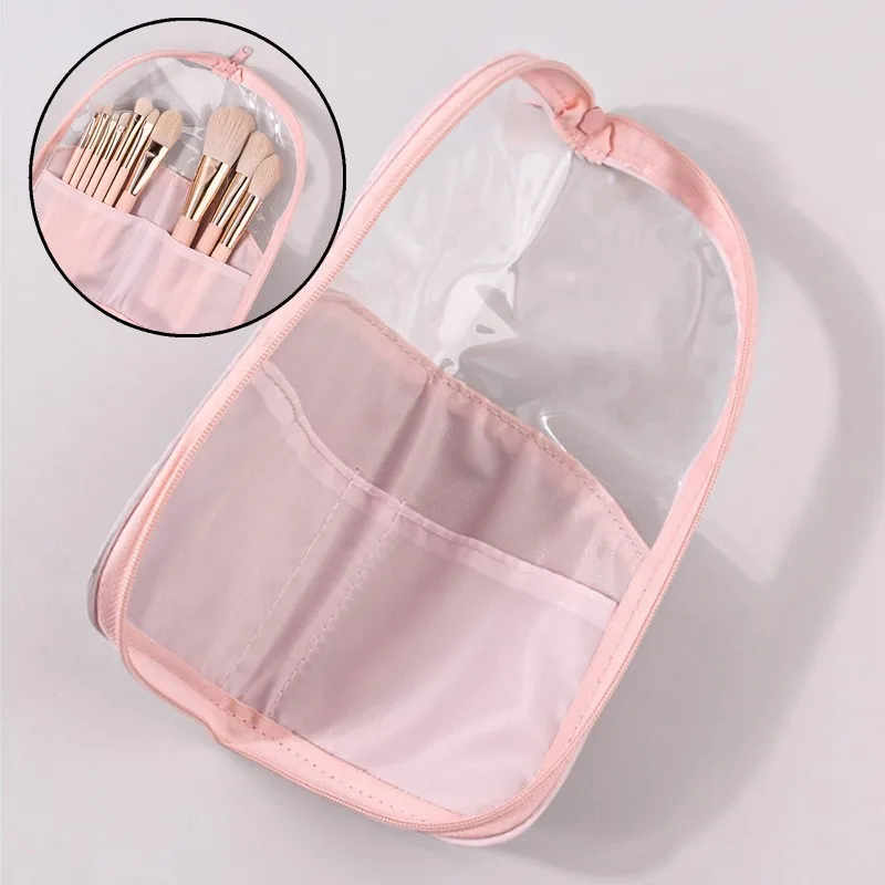 1개 메이크업 브러쉬 케이스 브러쉬 홀더 여행용 방수 화장품 가방 스탠드형 접이식 메이크업 가방 지퍼 포함 화장품 부품