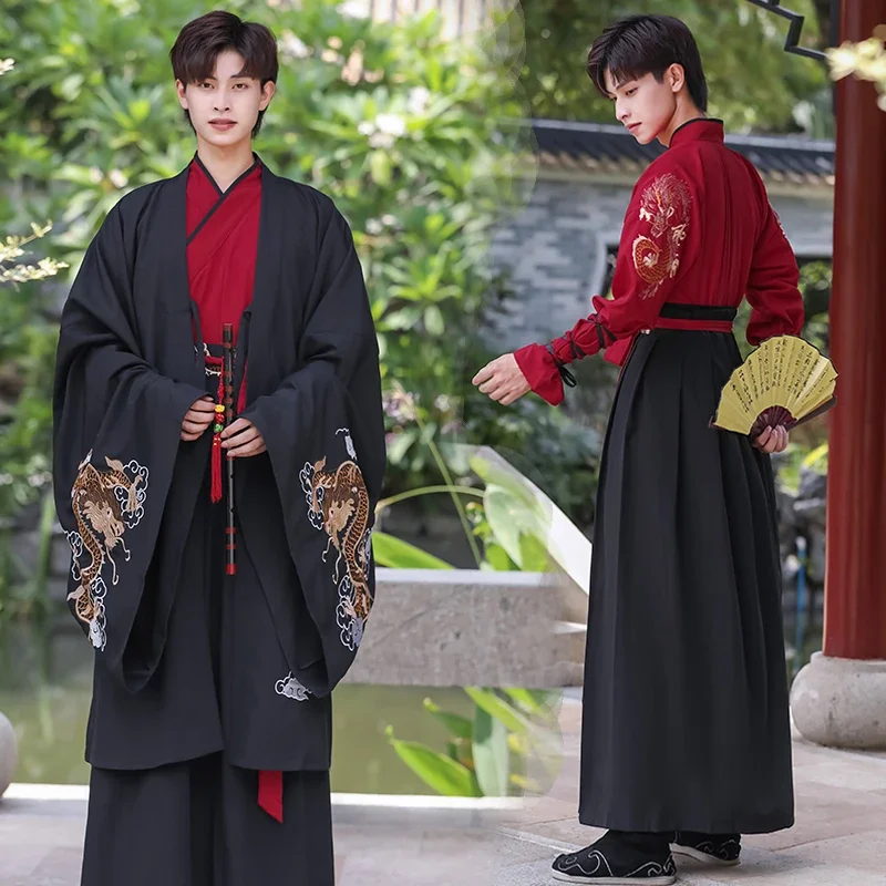 

Hanfu дракон для женщин и мужчин, старинные китайские пары Hanfu, костюм для косплея на Хэллоуин, платье Hanfu с искусственными элементами