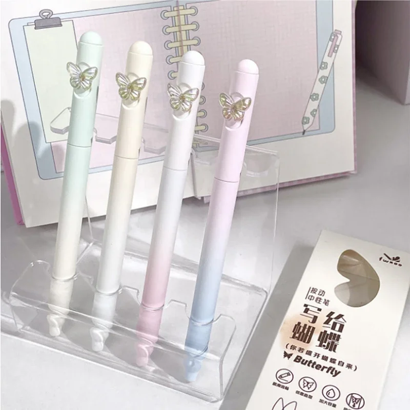 4pcs/Box Creative Inspiration Butterfly Twist Neutral Pen Gradient Color Pen Rod Brushing Question Signature Pen