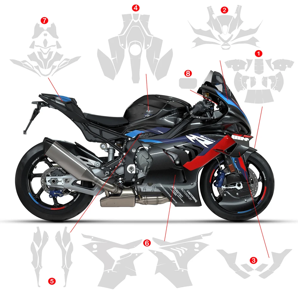 TPU Paint Protection Film For BMW M1000RR M 1000RR M1000 RR 2023-2024 PPF Transparent Body Sticker Kit Accessories Anti-Scratch