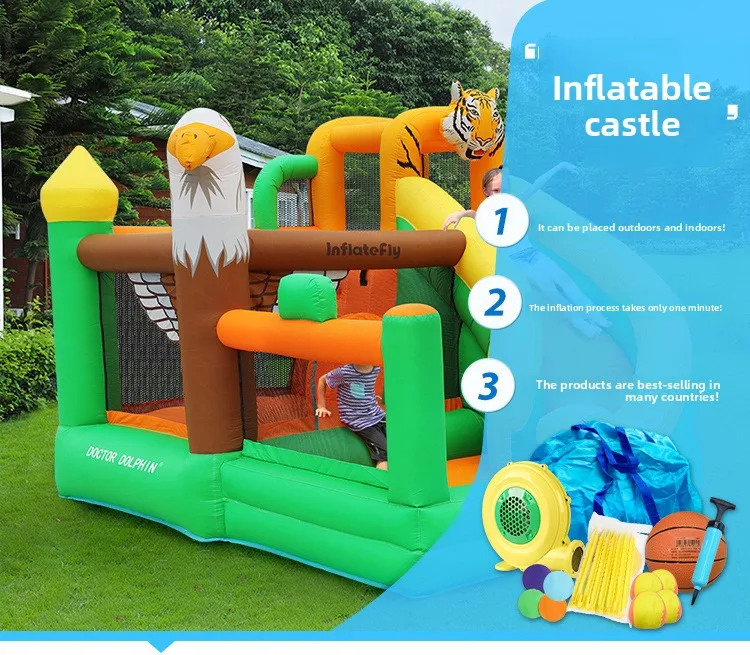 돌고래 박사 바운스 하우스 풍선 바운시 캐슬 동물 스타일 슬라이드 미니 바운스 하우스 어린이 선물 장난감