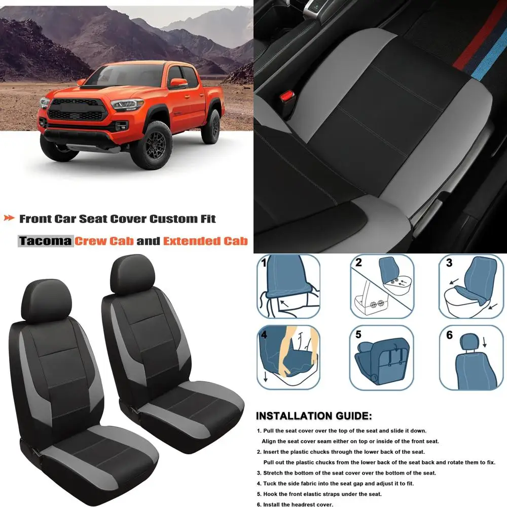 

Front Car Seat Cover Custom Fit Toyota Tacoma 2016 2017 2018 2019 2020 2021 2022 2023 2024 2025 Double &Crew Cab SR,SR5,Limited,