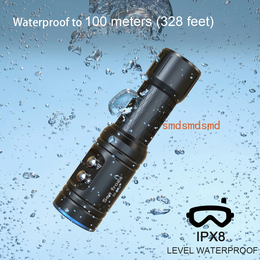 Strbea 1000 Lumens LED Flashlight Powerful Torch IPX8 Professional Waterproof Underwater Lamp Rechargeable Scuba Diving Light