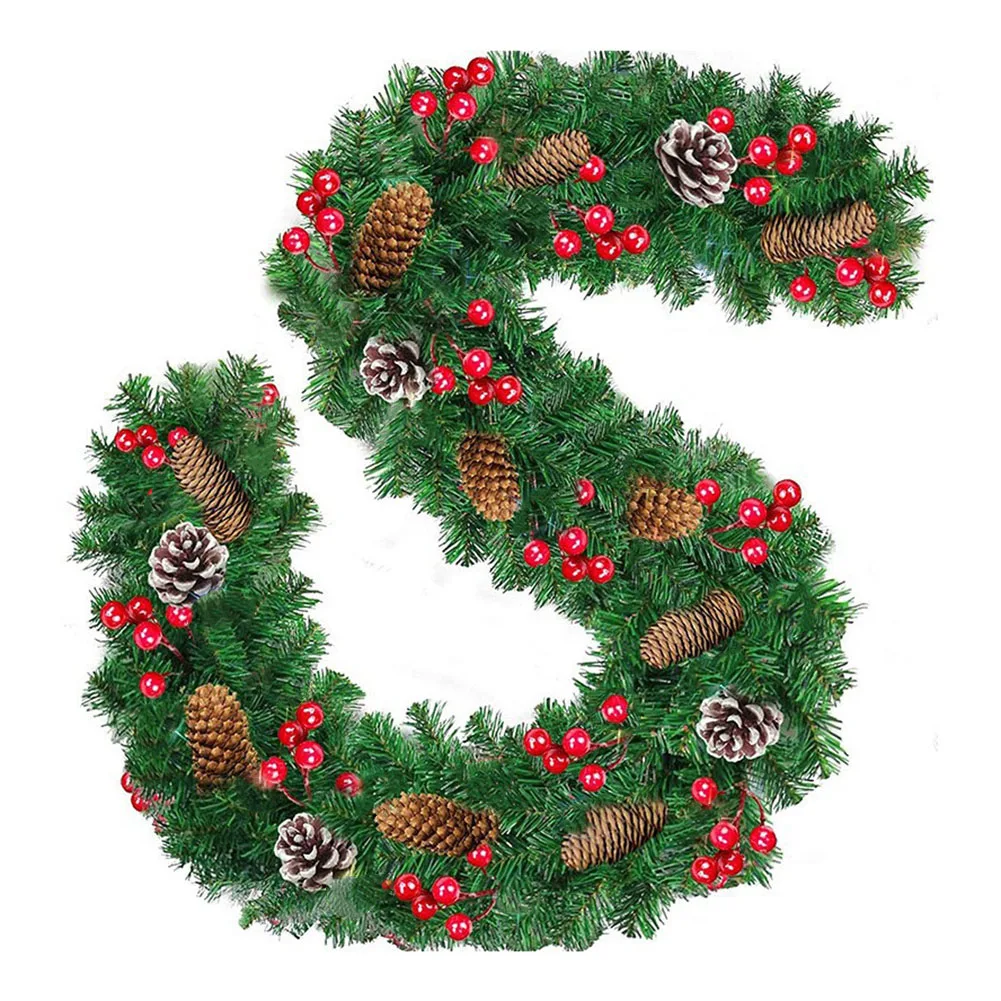 

Christmas Tree Ornaments Xmas Wreath Christmas Vine Christmas Garland PVC 2.7 Meters Red Berries With Pinecones