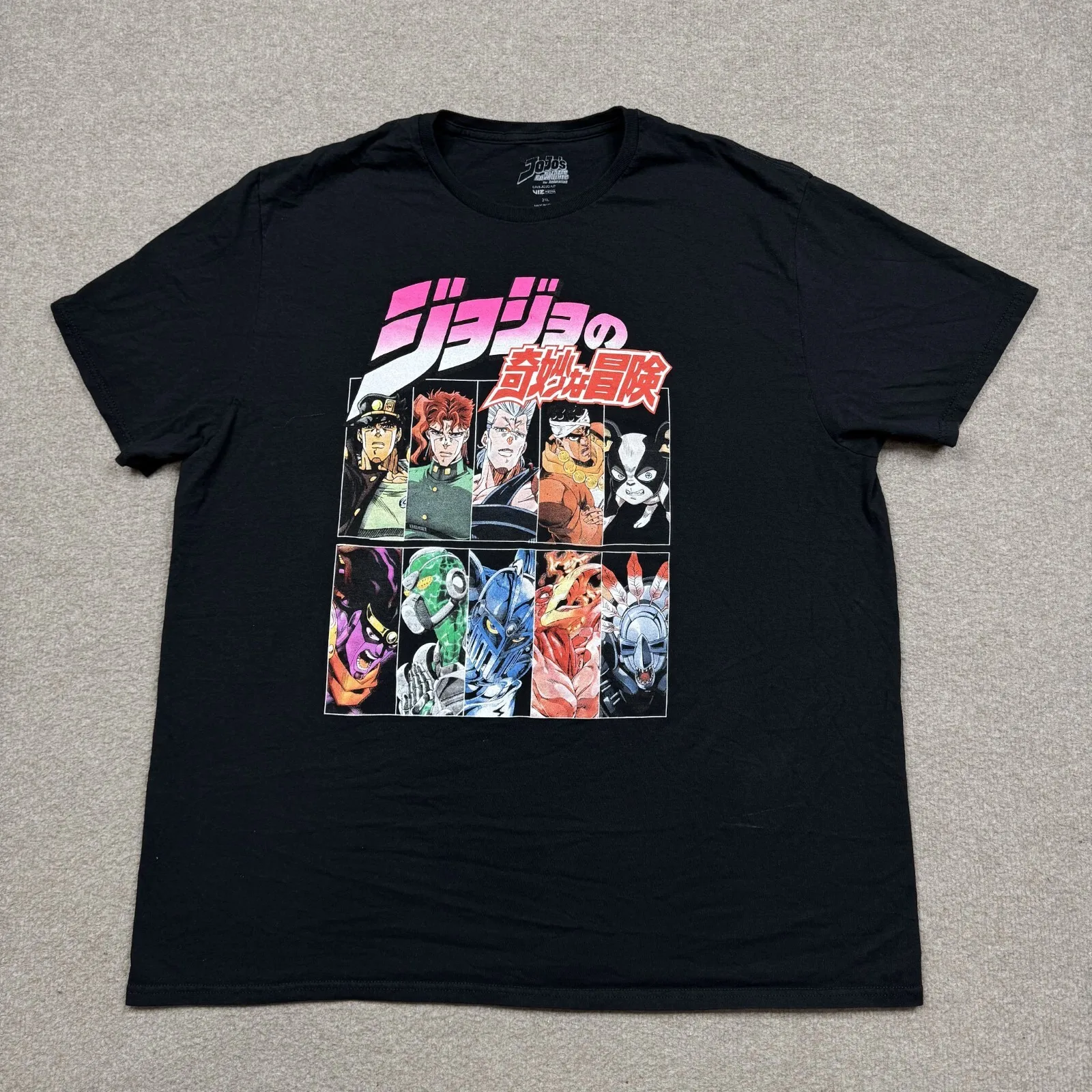 

Мужская рубашка JoJo's Bizarre Adventure, размер 2XL, черная футболка с коротким рукавом и рисунком аниме, мужские топы, мужские топы в стиле аниме