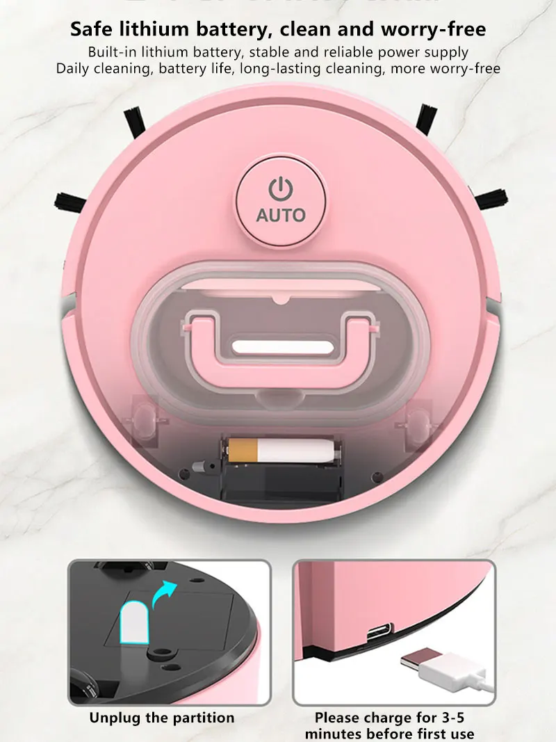 Lenovo Automatischer Kehrroboter 3-in-1 Geräuscharmer Ultraflacher USB-Aufladbarer Staubsauger mit Staubbehälter Mini-Reinigungsmaschine – Detail 7