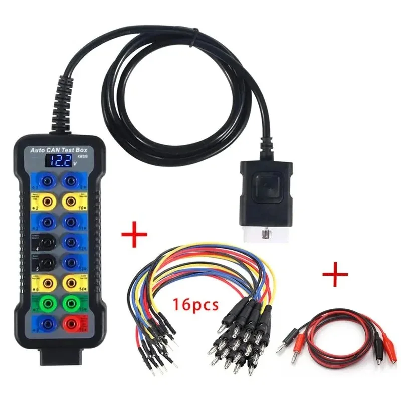 OBD Breakout Box Diagnostic Tools With  Extension Cable, Digital Voiture OBD2 Tester For 16 Pin Voltag