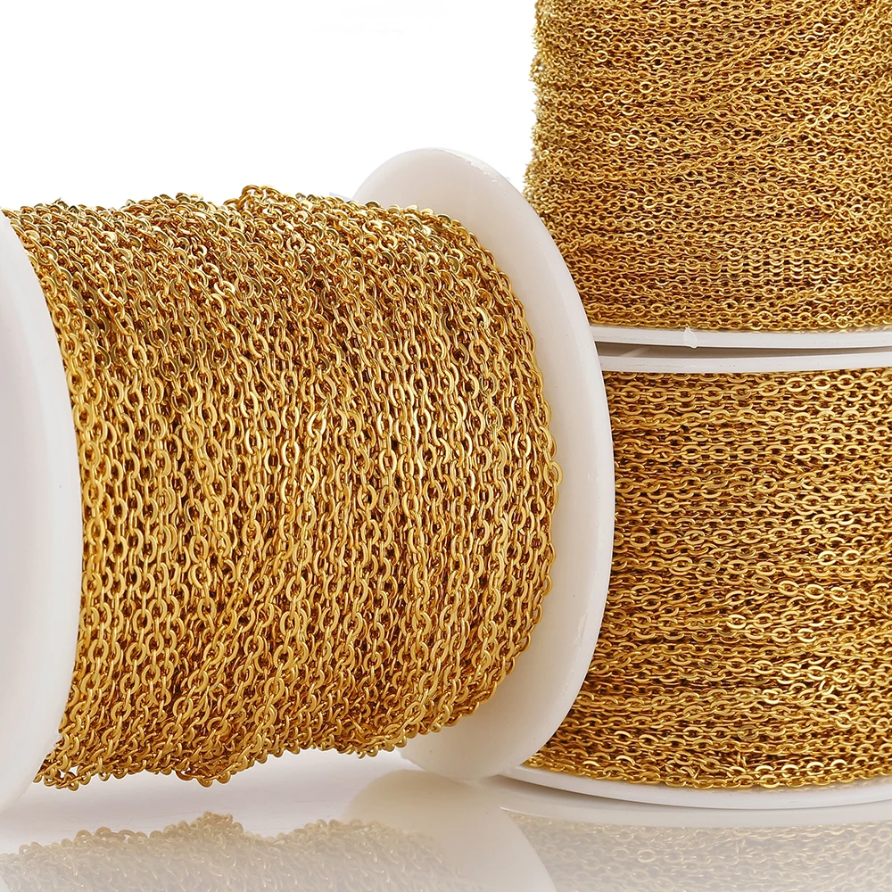 

10 метров/рулон, золотая цепочка из нержавеющей стали, О-образная крестовая цепочка для изготовления ювелирных изделий своими руками