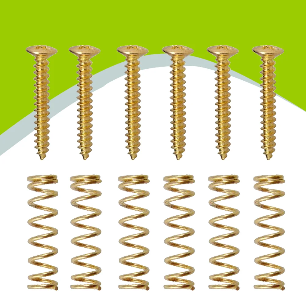 Pack of 6 Electric Guitar Single Coil Pickup Screws with Springs (Gold) pickup screws guitar pickup screws and springs